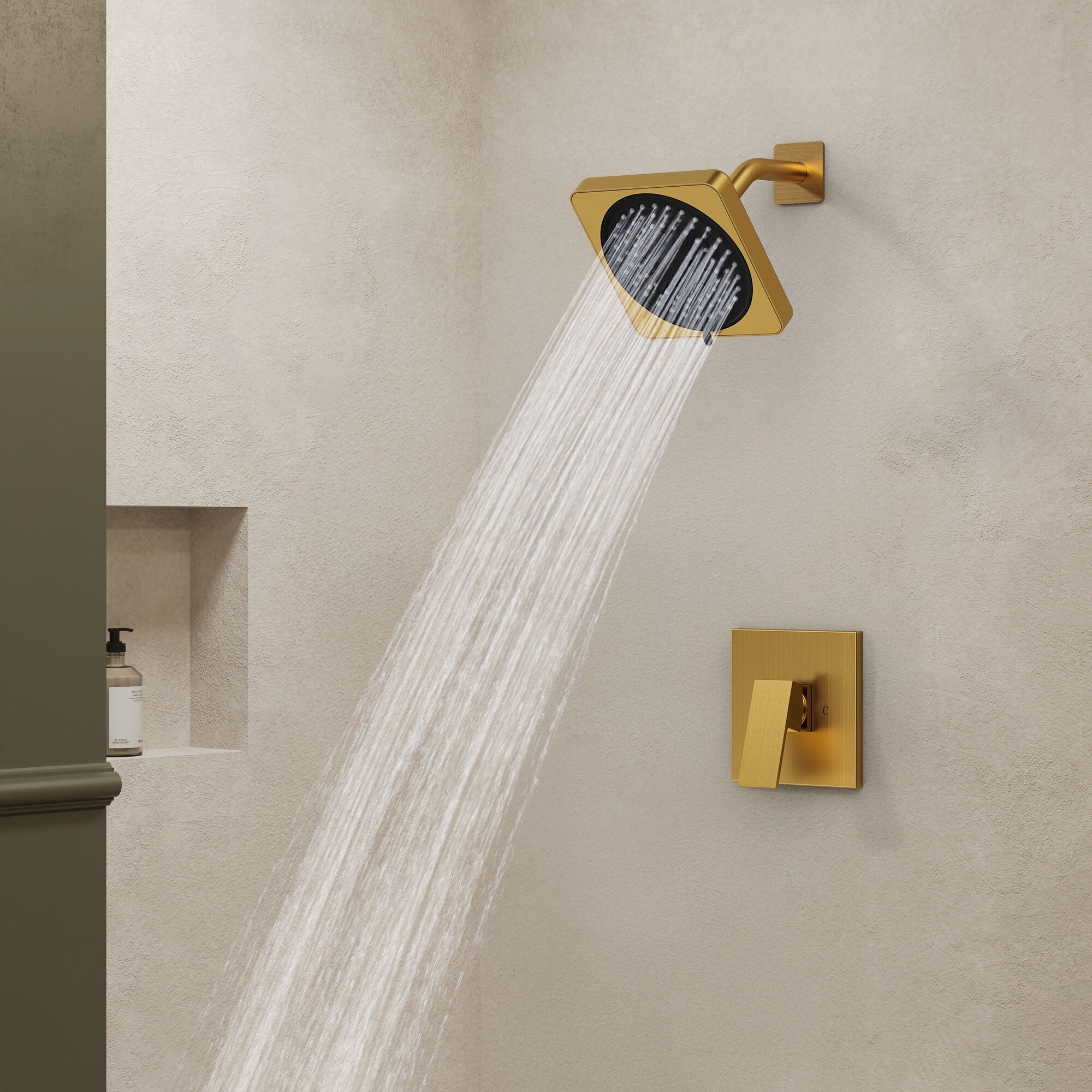 Grandjoy Pressure Balancing Shower System With 7 Function Overhead Spray And Anti Fingerprint Surface