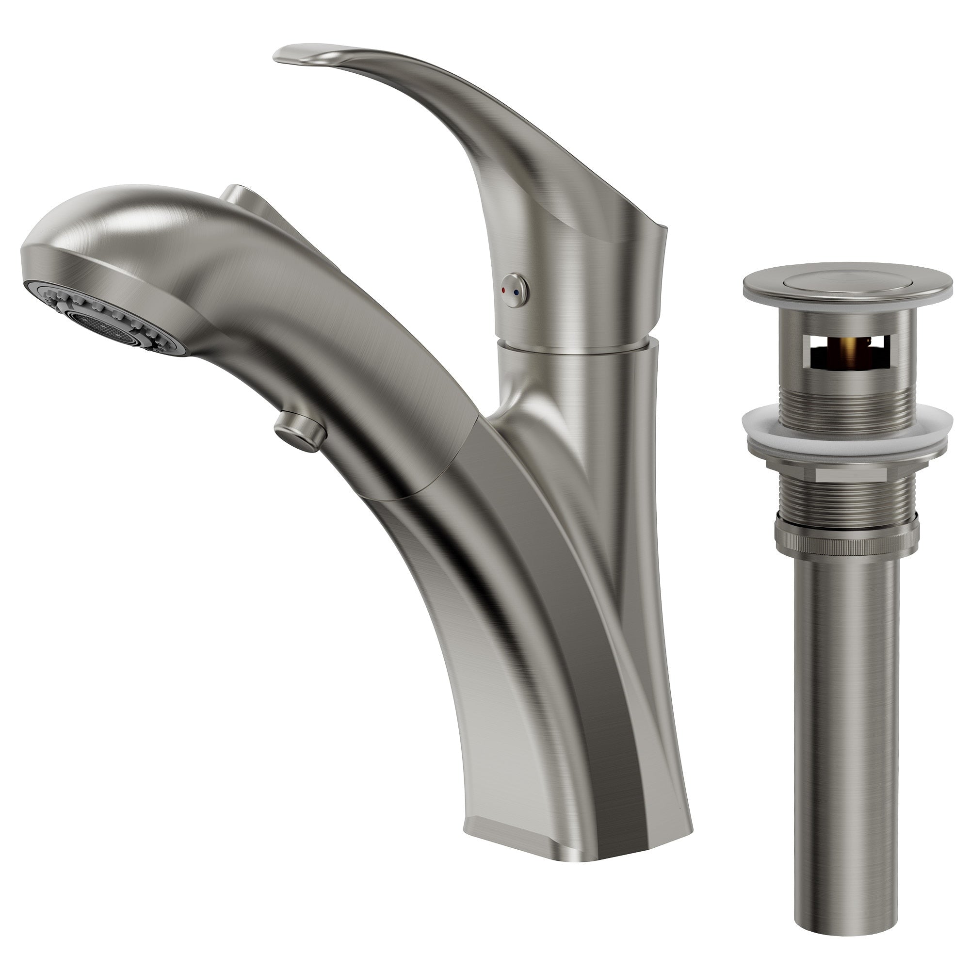 Grandjoy Single Handle Bathroom Faucet With Pull Out Sprayer 2 Mode Vanity Faucet And Pop Up Drain