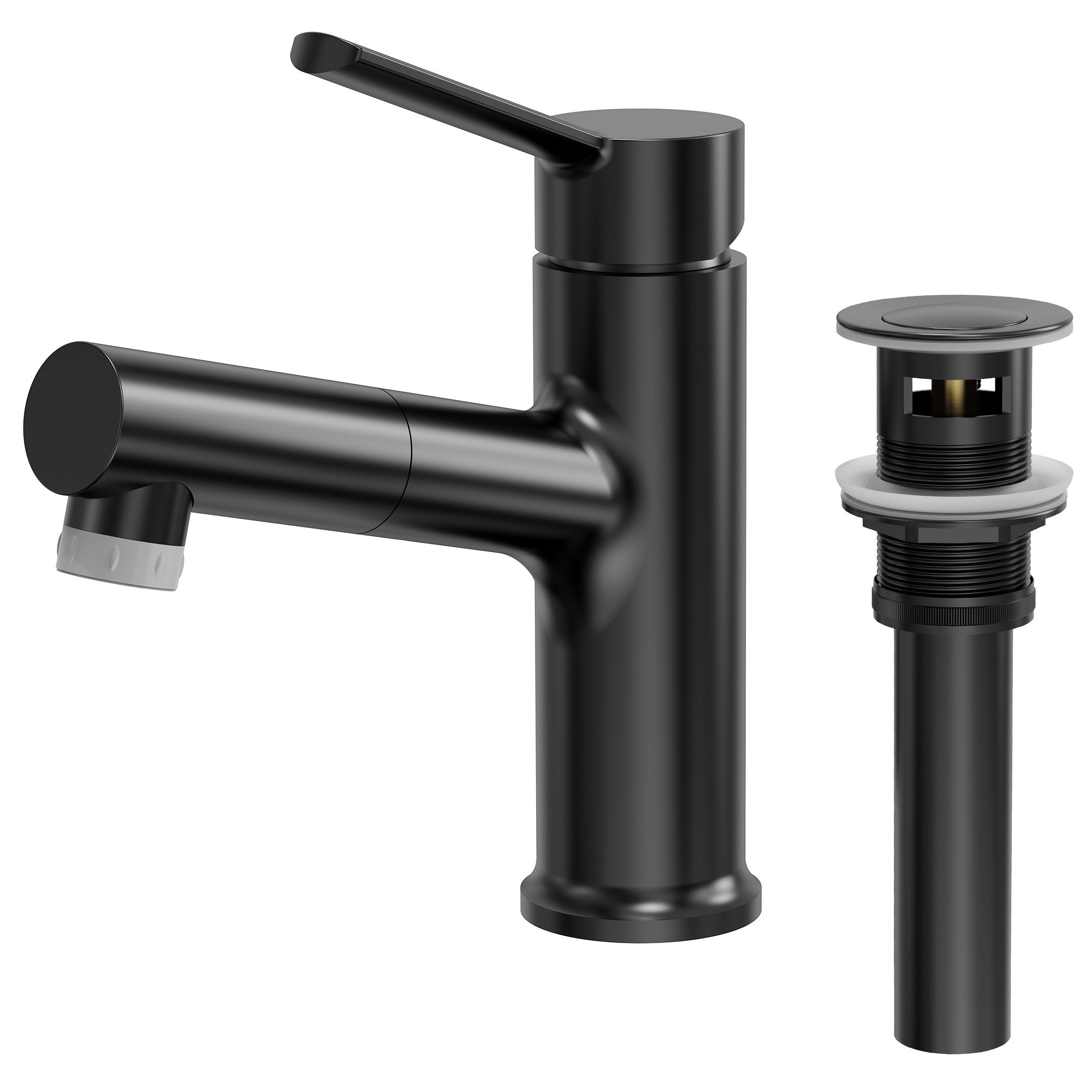 Grandjoy Single Handle Bathroom Faucet With Pull Out Sprayer And Pop Up Drain 2 Spray Modes