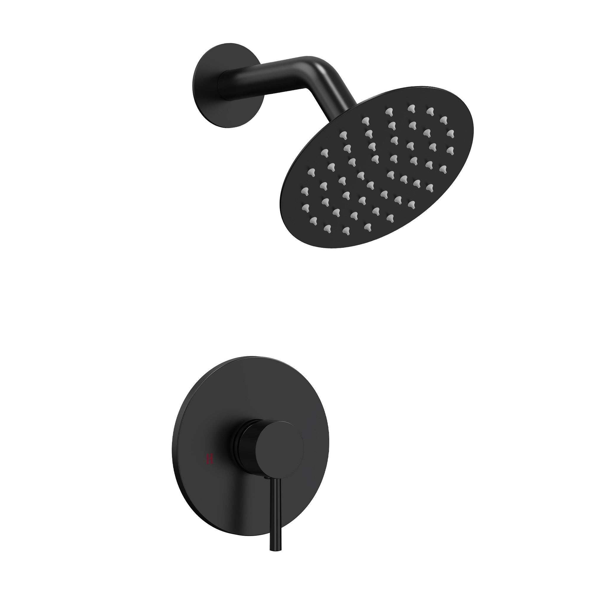 Grandjoy Wall Mount Round Rainfall Shower Head With Pressure Balanced Valve And Anti Scald Control