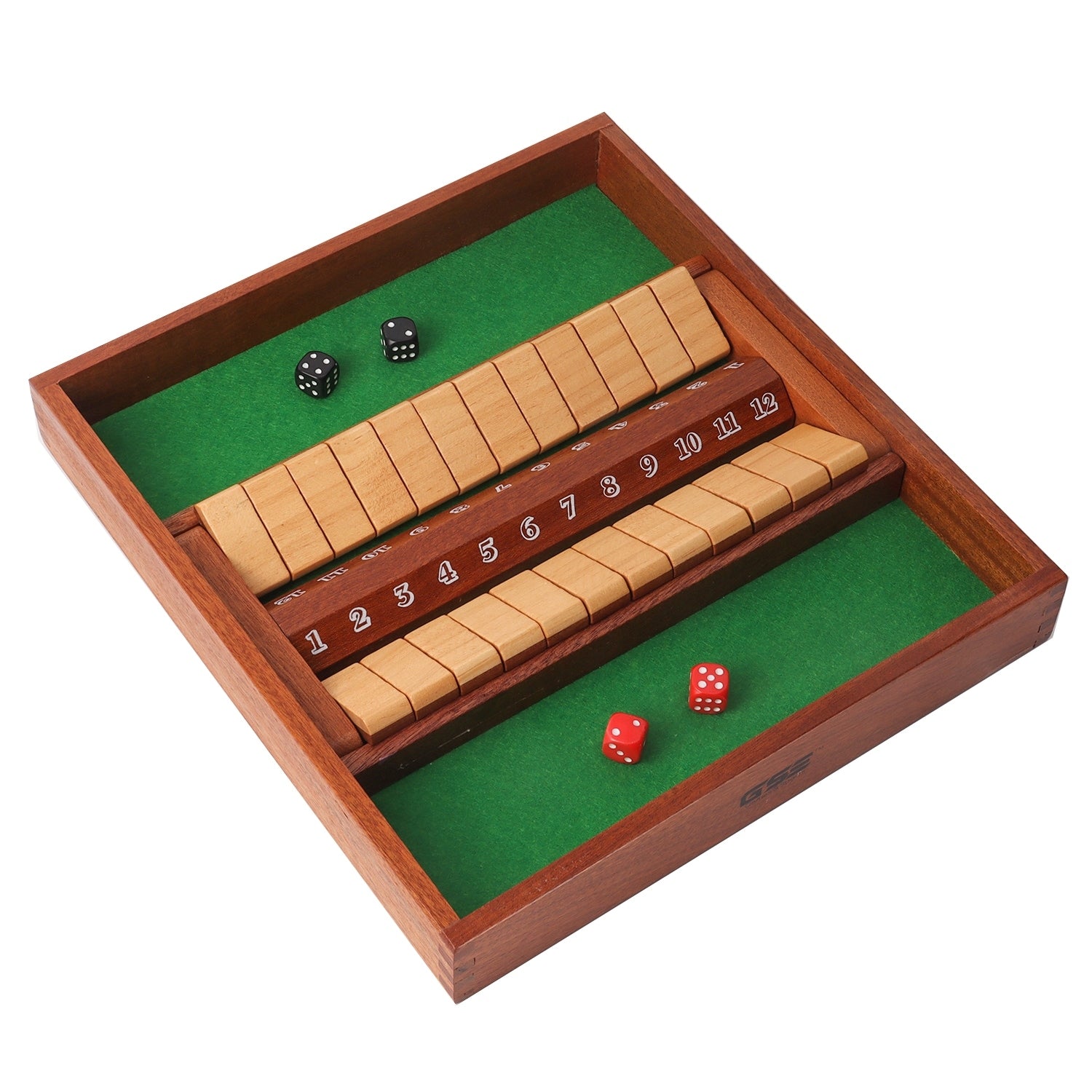 Gse 2 Player Wooden 12 Number Shut The Box Dice Game Set For Family Game Night Dice Table Games Bar Games