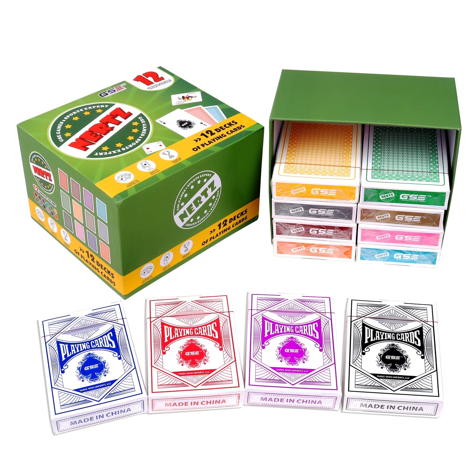 Gse Nertz Card Game Set Multi Colored Playing Card Deck Bulk Set Poker Wide Size Regular Index
