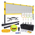 Gse Professional Outdoor Portable Badminton Volleyball Combo Set With Net 4 Rackets 3 Shuttlecocks Volleyball Ball Pump
