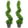 3 Foot Faux Boxwoodspiral Topiary Plant In Plastic Pots Set Of 2