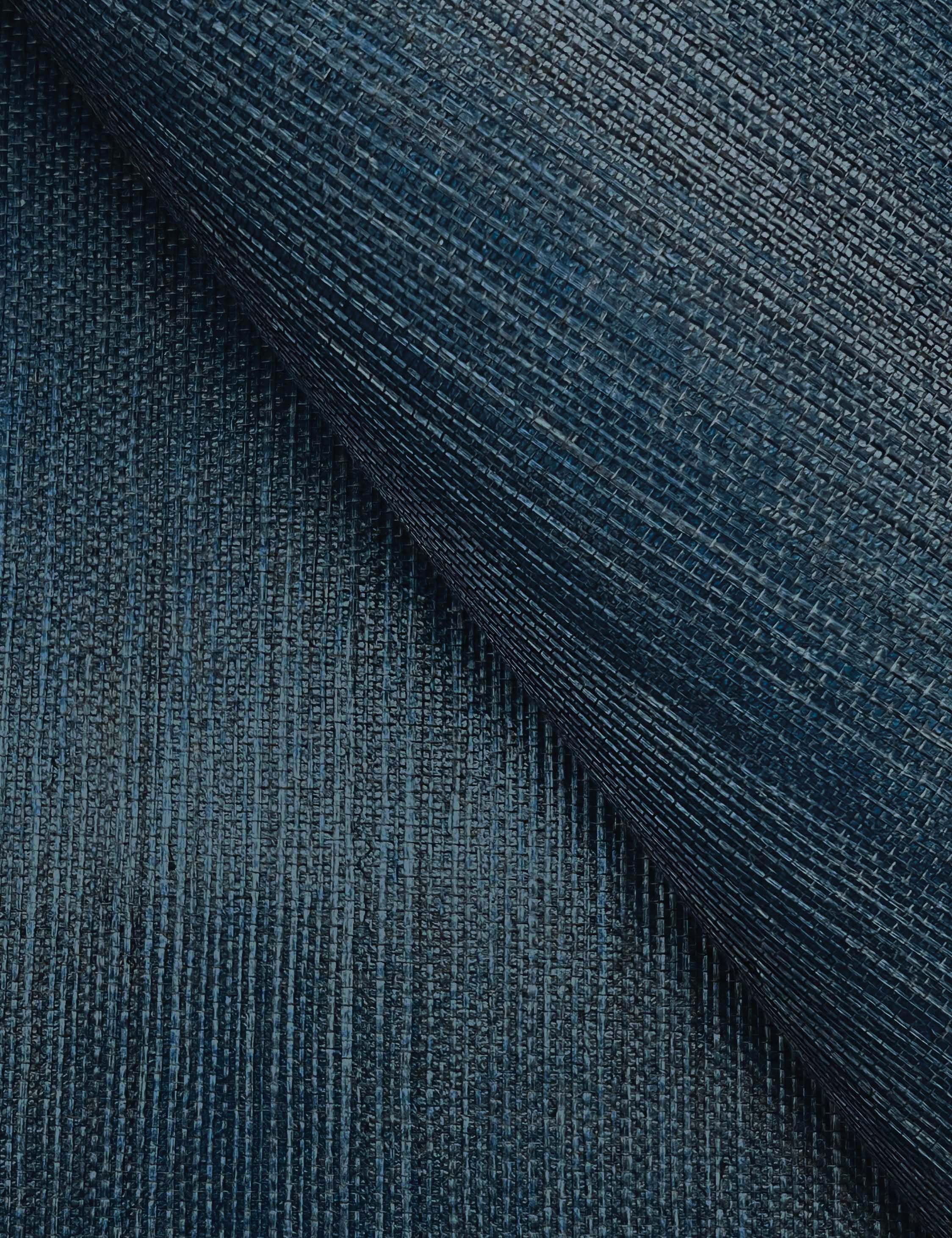 Beale Grasscloth Wallpaper Swatch, Indigo