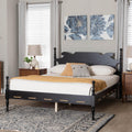 Gaetano Platform Bed Four Poster Bed Frame With Turned Posts And Panel Headboard For Bedroom Black Queen