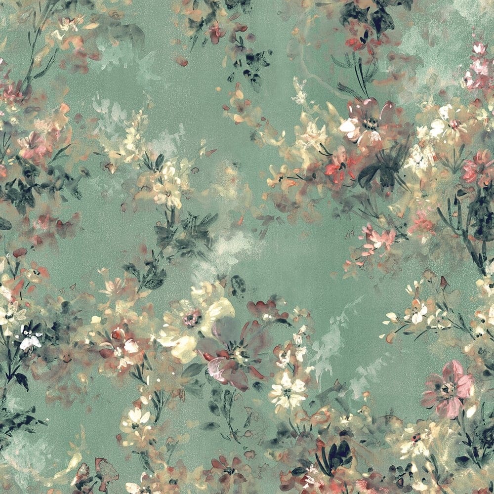 Galerie Wallcoverings City Romance Collection Green Large Floral 4 Panel Wall Mural