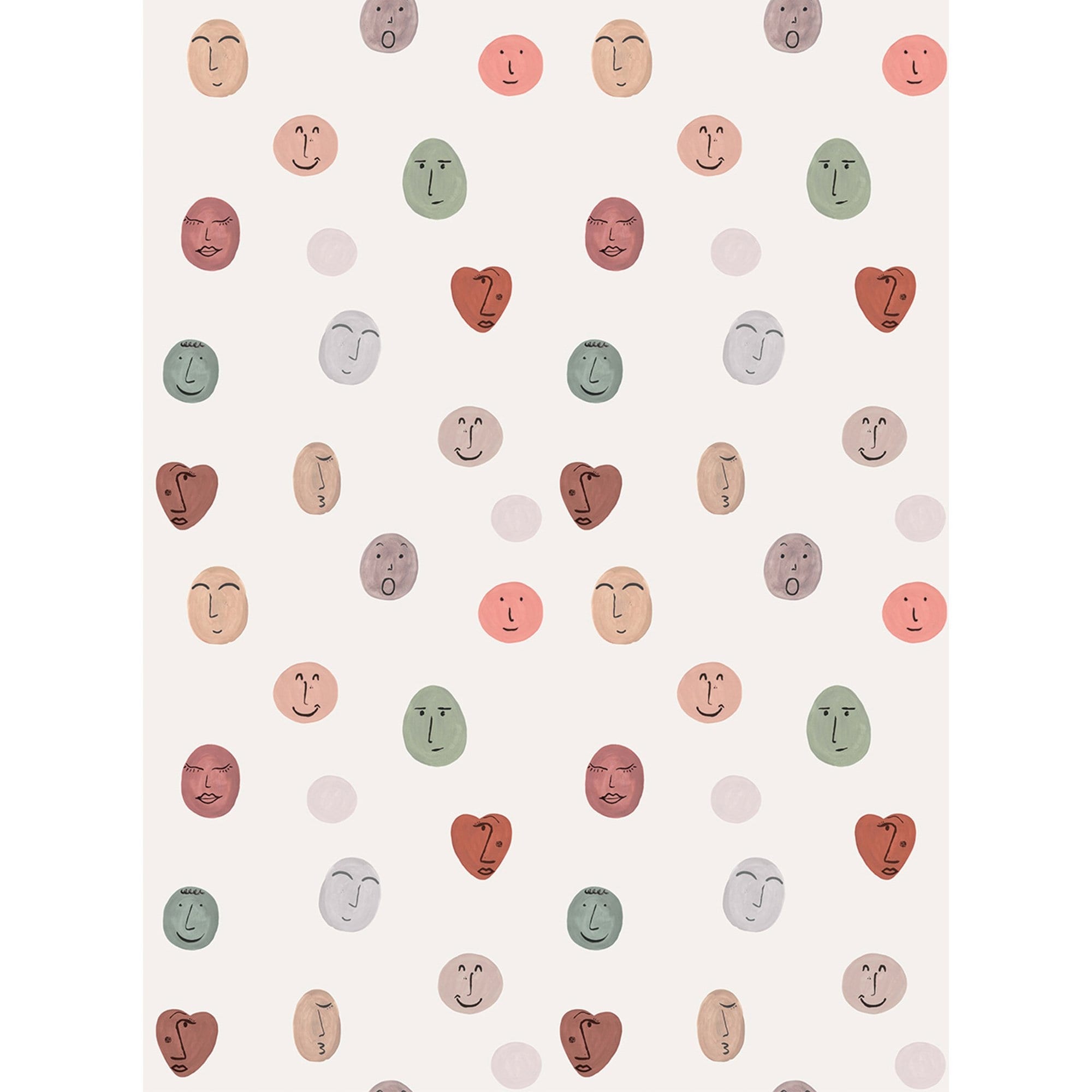 Galerie Wallcoverings Day Dreamers Collection Multi Colored Smiley Faces 78.7 Inches Wide X 9.3 Feet High 4 Panel Wall Mural