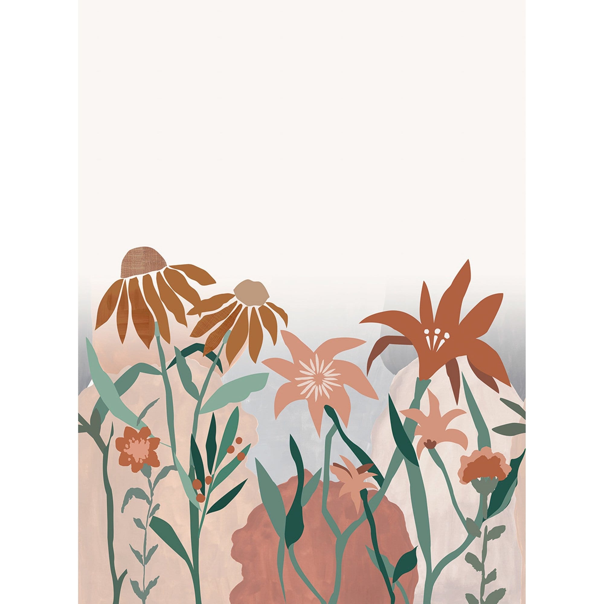 Galerie Wallcoverings Day Dreamers Collection Multi Colored Flowers 78.7 Inches Wide X 9.3 Feet High 4 Panel Wall Mural