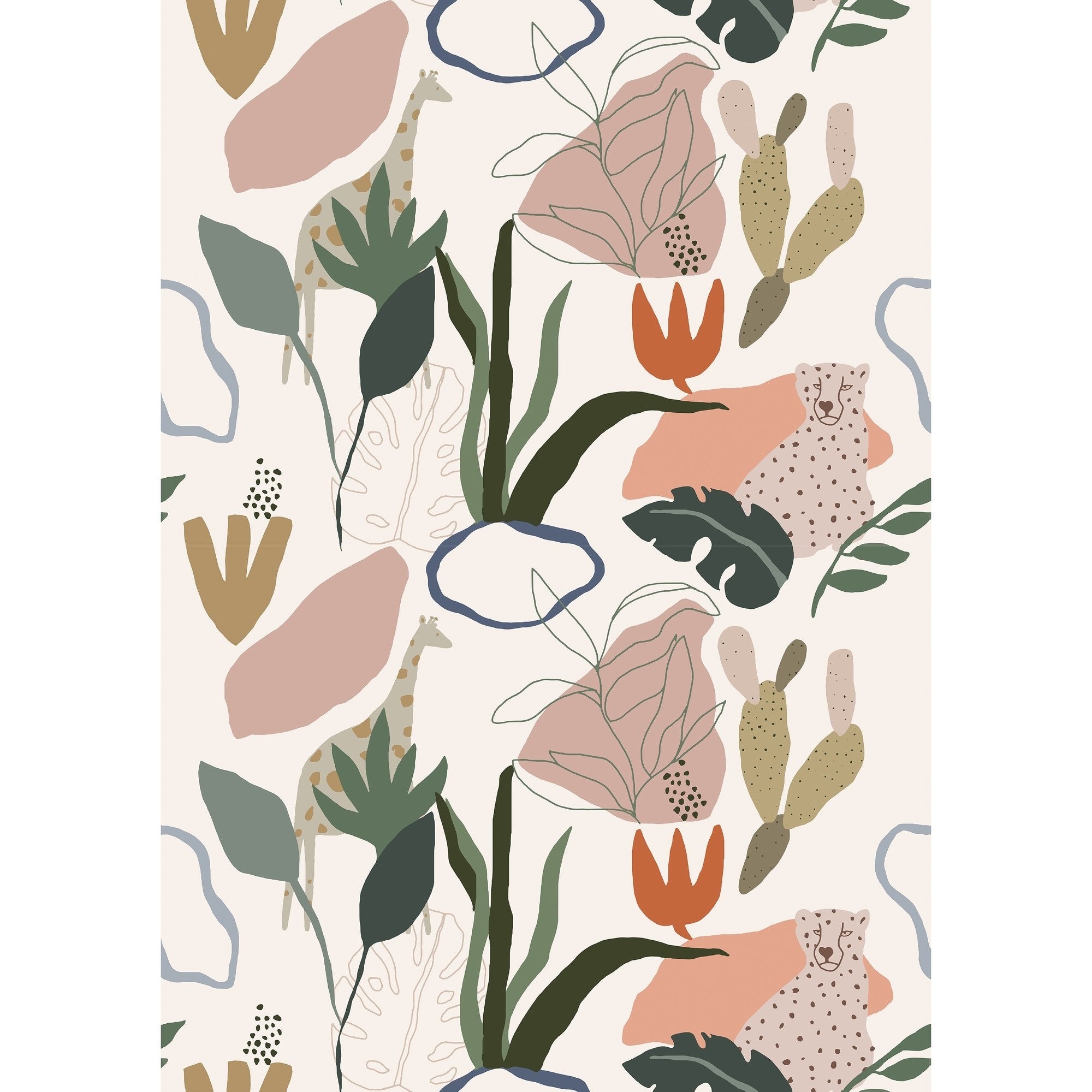 Galerie Wallcoverings Day Dreamers Collection Safari 78.7 Inches Wide X 9.3 Feet High 4 Panel Wall Mural