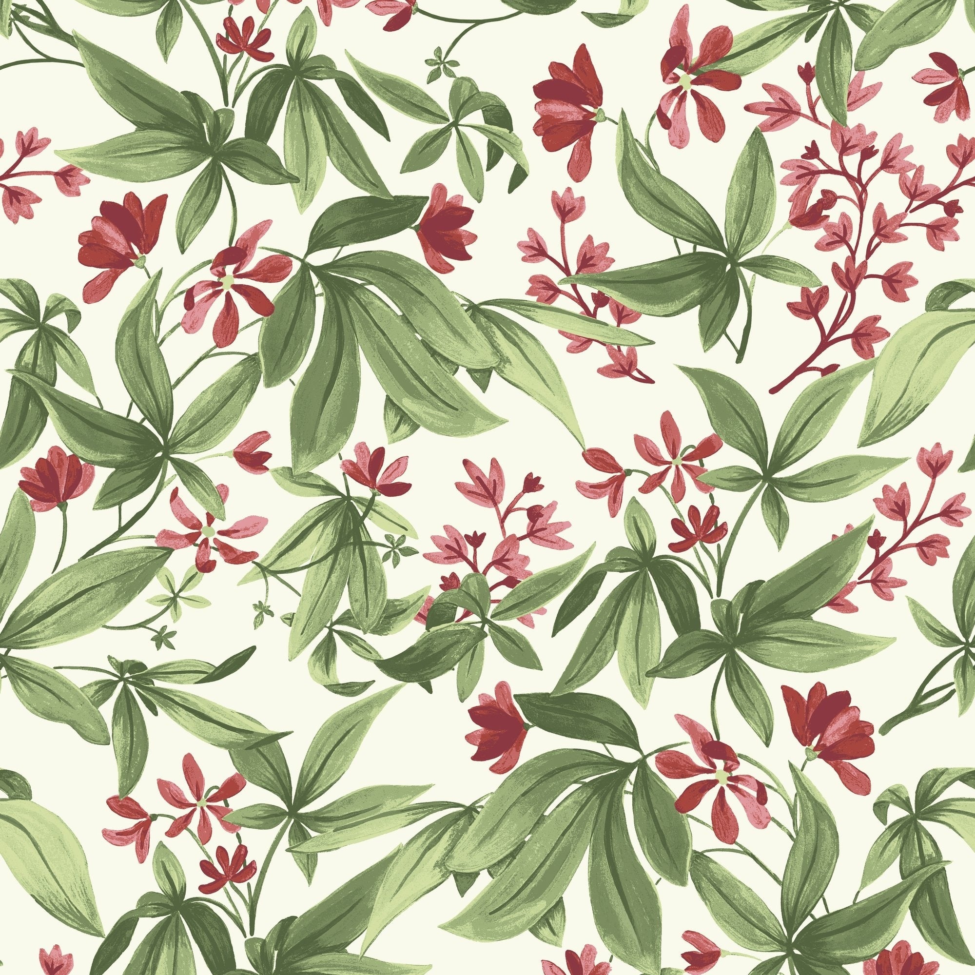 Galerie Wallcoverings Inia Collection All Over Floral Leaf Matte Finish Vinyl On Non Woven Wallpaper Roll