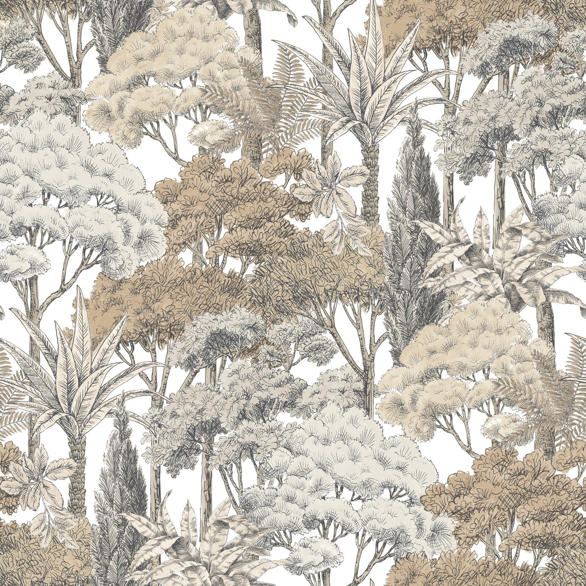 Galerie Wallcoverings Karuna Collection Sketched Forest Matte Finish Vinyl On Non Woven Wallpaper Roll