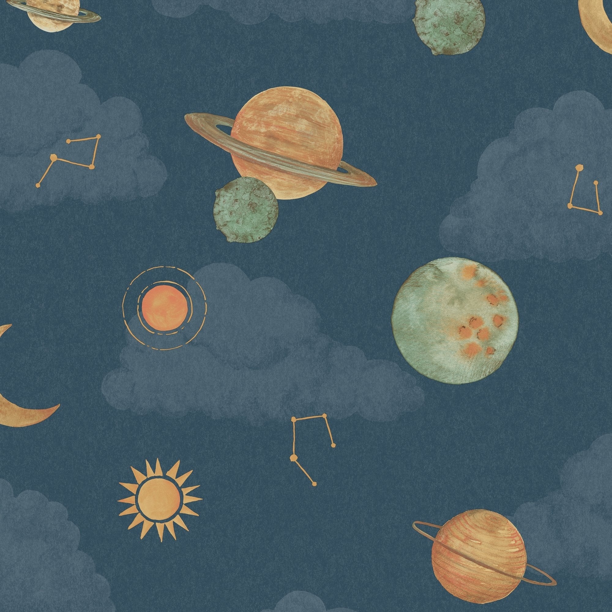 Galerie Wallcoverings Little Dreamers Collection Journey Into Space Matte Finish Vinyl On Non Woven Wallpaper Roll