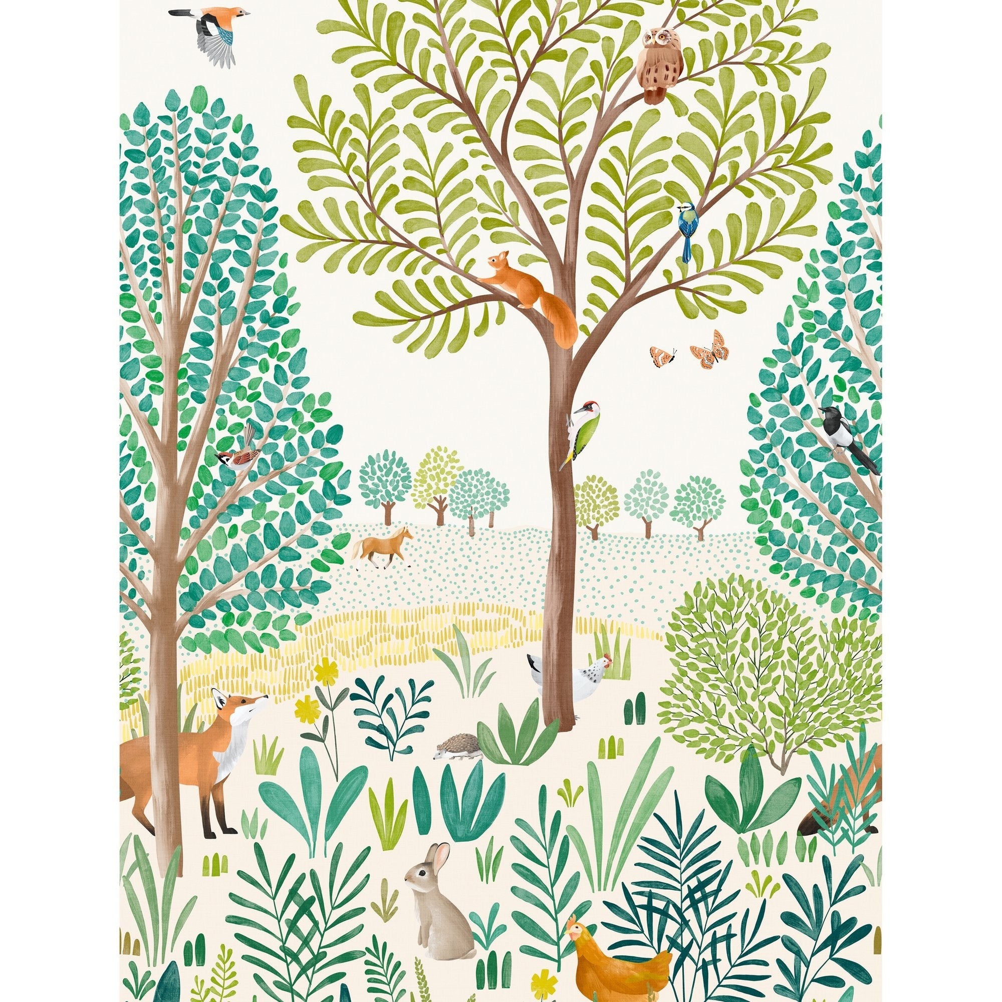 Galerie Wallcoverings Little Dreamers Collection Vibrant Landscape 62.5 Inches Wide X 9.18 Feet High 3 Panel Wall Mural