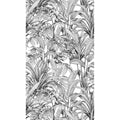 Galerie Wallcoverings Orom Ii Collection Black All Over Leaves 62.5 Inches Wide X 9.18 Feet High 3 Panel Wall Mural