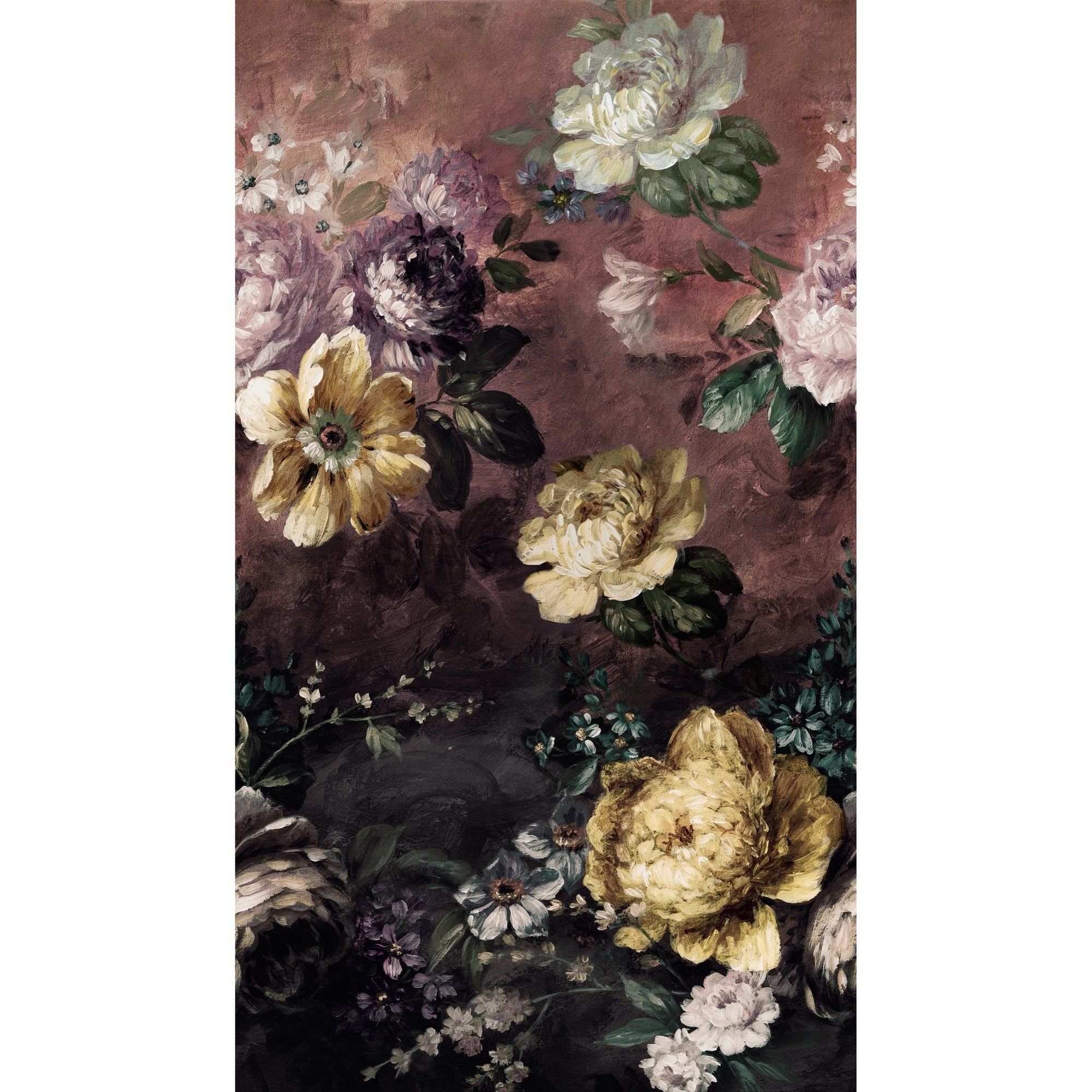 Galerie Wallcoverings Orom Ii Collection Large Classical Floral 62.5 Inches Wide X 9.18 Feet High 3 Panel Wall Mural