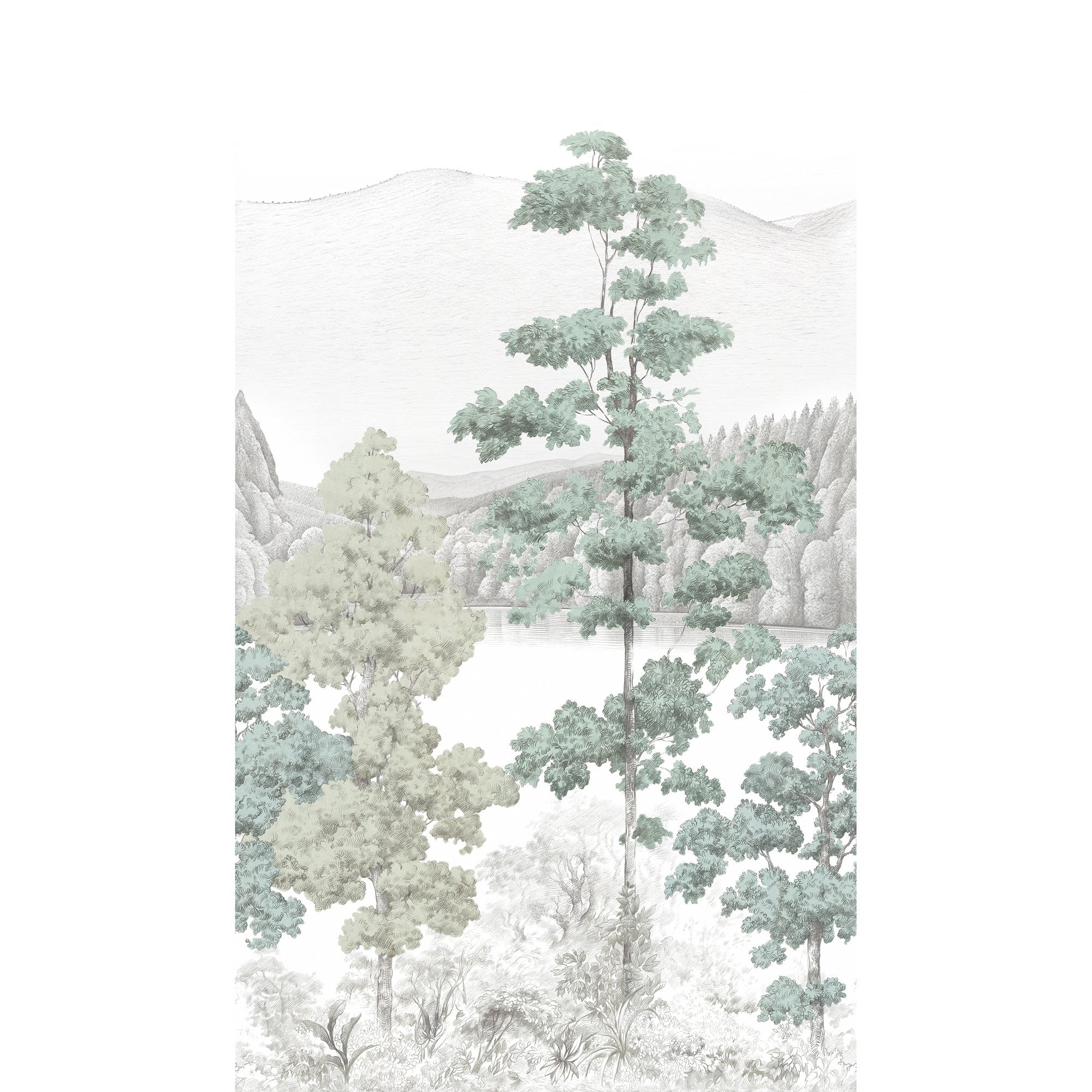 Galerie Wallcoverings Orom Ii Collection Meadow Trees 62.5 Inches Wide X 9.18 Feet High 3 Panel Wall Mural
