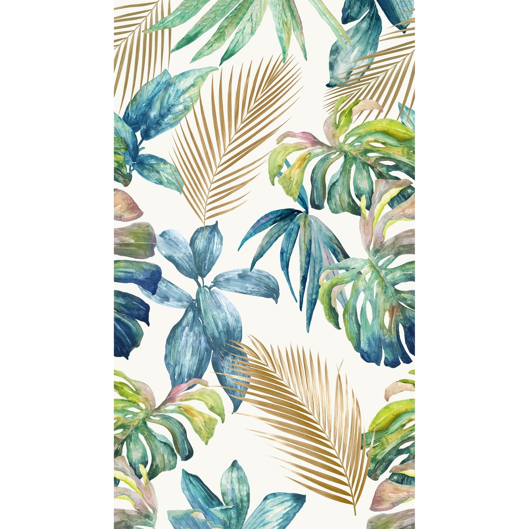 Galerie Wallcoverings Orom Ii Collection Tropical Palm Leaf 62.5 Inches Wide X 9.18 Feet High 3 Panel Wall Mural