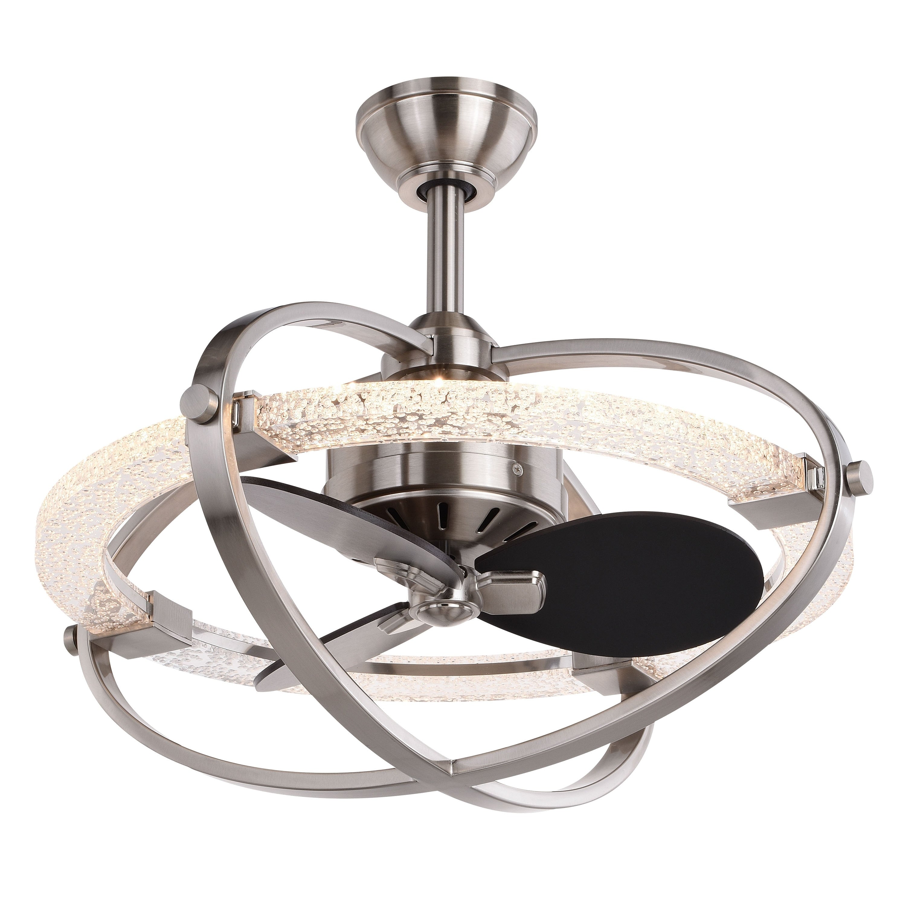 Galileo 22 In. Satin Nickel Indoor Ceiling Fan With Light Kit And Remote 22 In. W X 19.75 In. H X 22 In. D