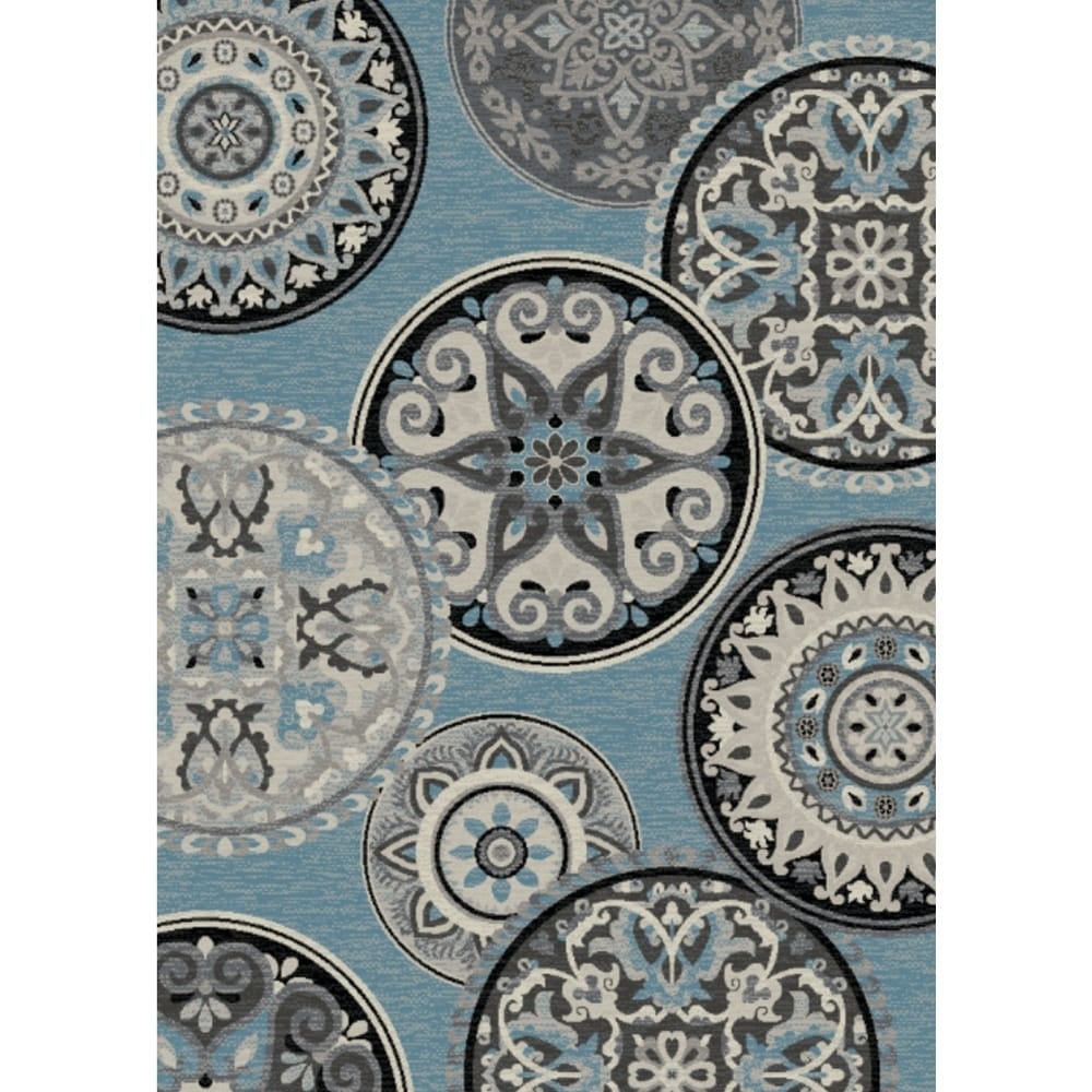 Galleria Cosmo Blue Contemporary Pinwheel Rug.