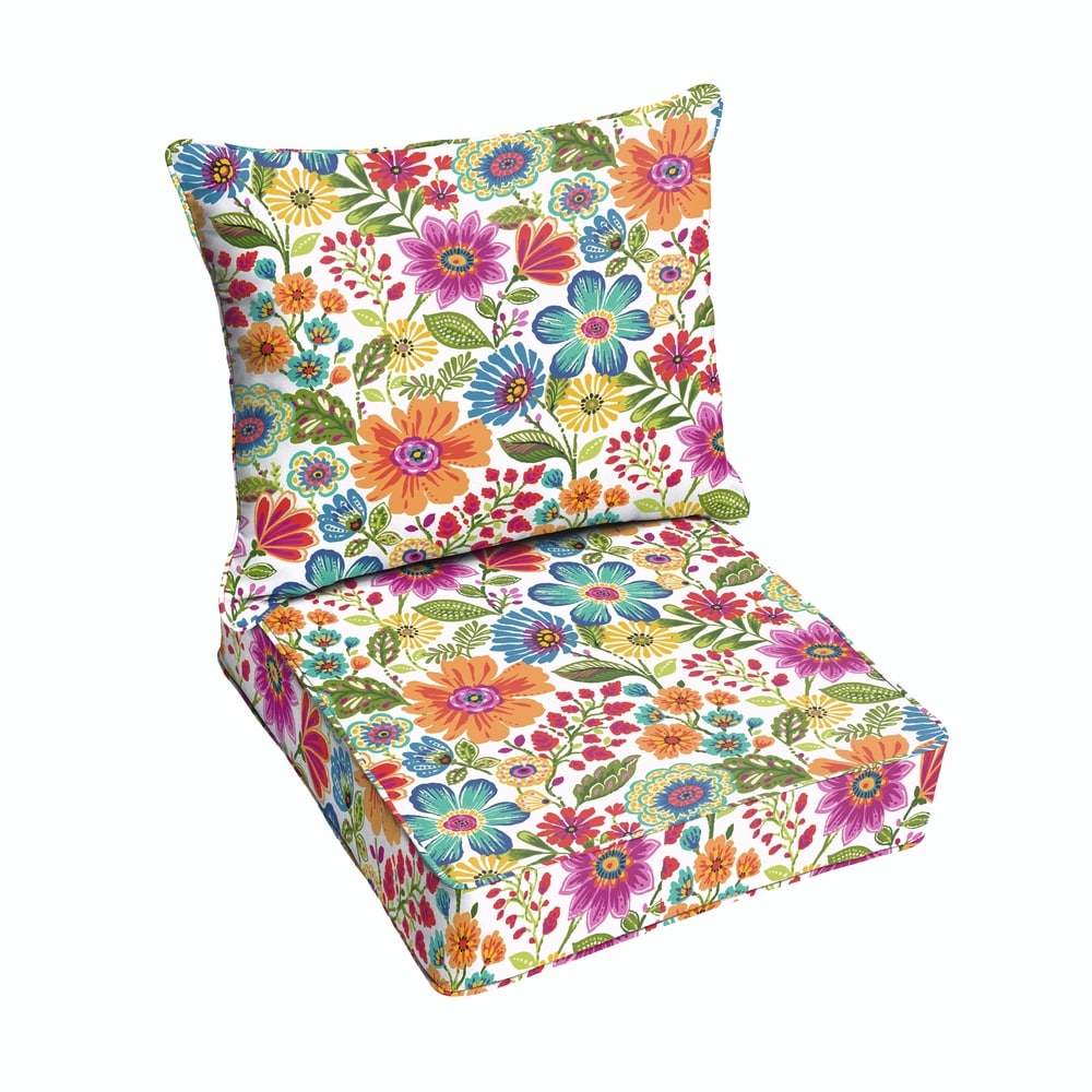 Galliford Multi Floral Indoor Outdoor Chair Corded Cushion And Pillow Set