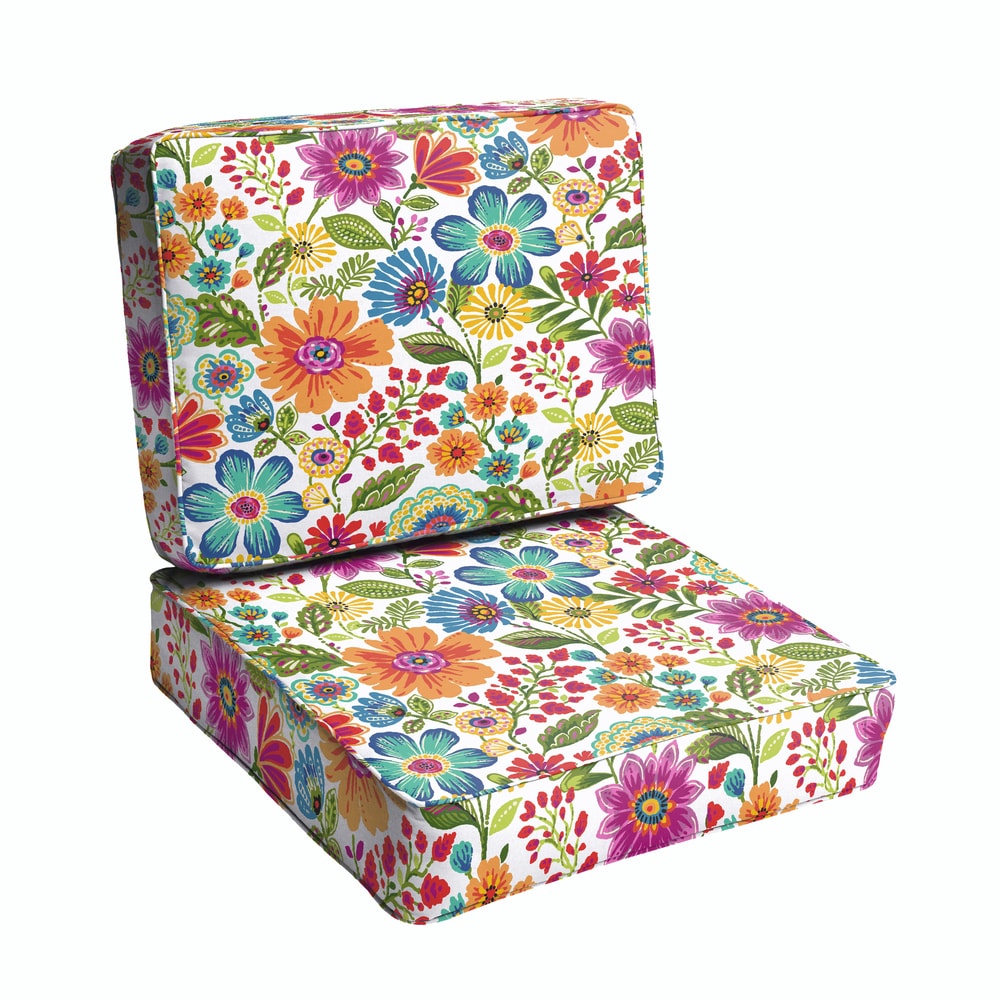 Galliford Multi Floral Indoor Outdoor Corded Chair Cushion Set
