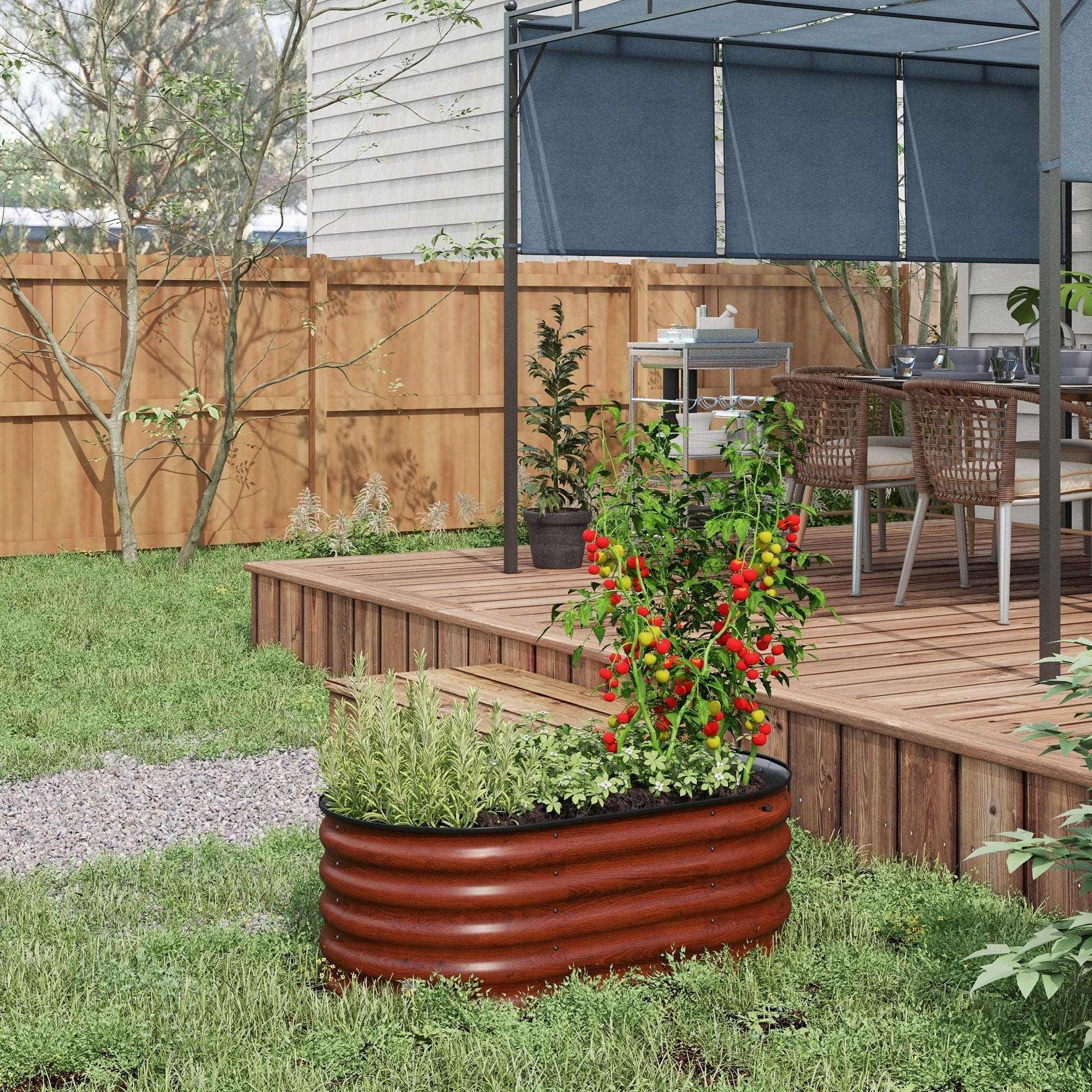 Galvanized Metal Outdoor Raised Garden Bed Planter With Safety Edge