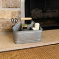Spacious Metal Carry All Serve Ware With Wooden Handle Gray