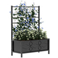 Galvanized Raised Garden Bed With Trellis For Climbing Vines Vegetables Flowers Outdoor Planter Box 35.4 X 15.7 X 47.2