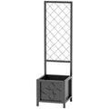 Galvanized Raised Garden Bed With Trellis Metal Planter Box With Drainage Holes For Climbing Plants Vegetable