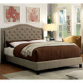 Galvin Transitional Warm Grey Camelback Tufted Platform Bed By Foa