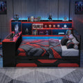 Gamer Hub Daybed With Desk Rgb Lights Charging Station 3 Storage Drawers Headboard Shelves By Harper Bright Designs
