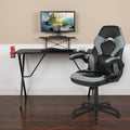 Gaming Desk Chair Set With Cup Holder Headphone Hook And Monitor Stand