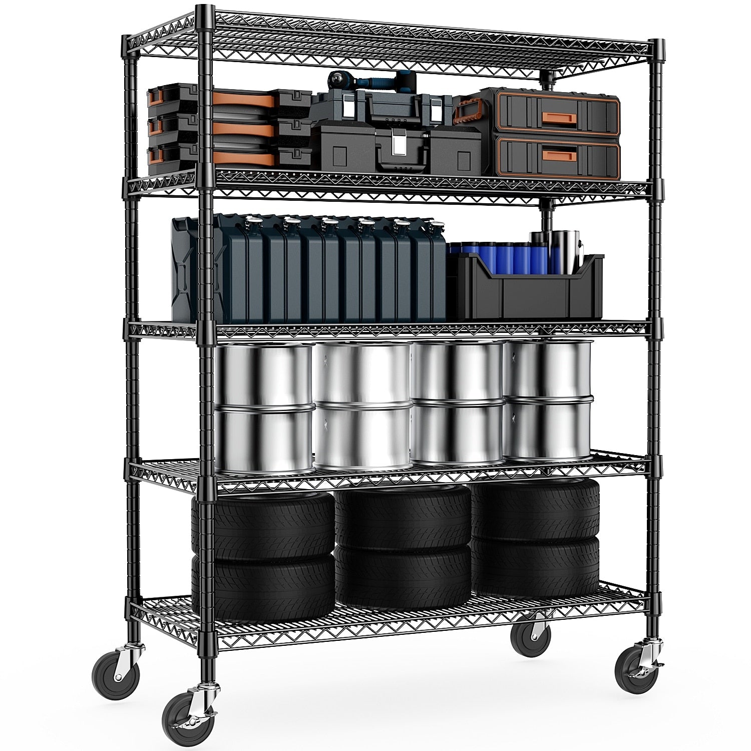 Garage Shelving 5 Tier Industrial Metal Shelving Units For Commercial Basement Pantry Warehouse