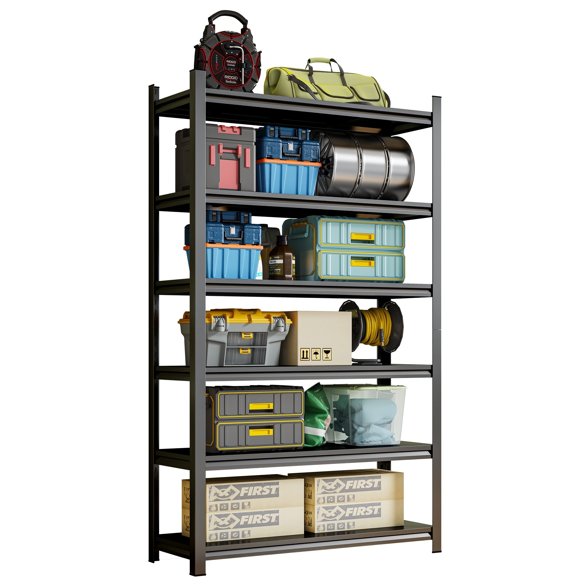 Garage Storage Rack 6 Story Metal Shelves Adjustable Partition Storage Unit Supermarket Basement Storage Rack