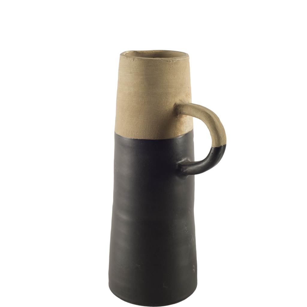 Garand Black Tan Ceramic Jug Medium