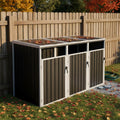 Garbage Bin Shed Stores 3 Trash Cans Metal Outdoor Bin Shed For Garbage Storage Dark Grey