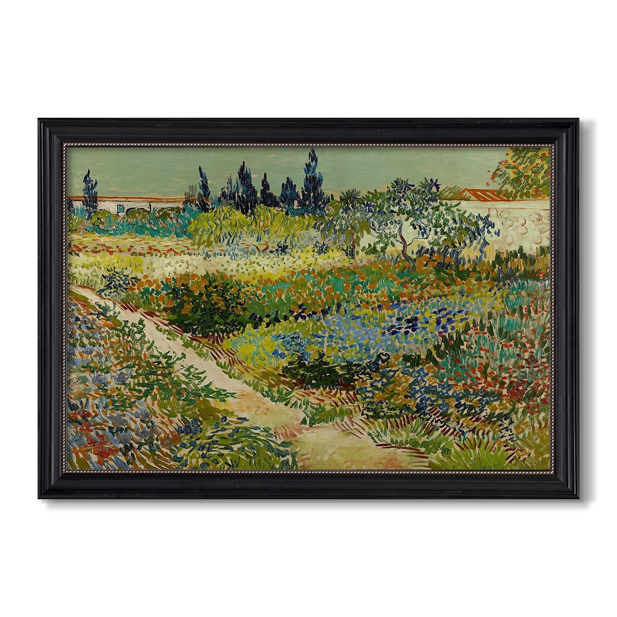 Garden At Arles 1888 Vincent Van Gogh Custom Framed Canvas
