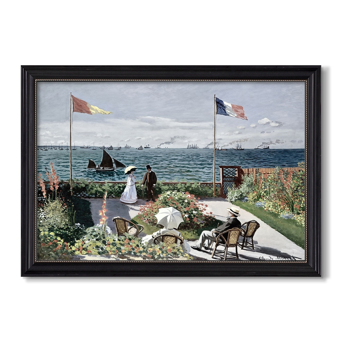 Garden At Sainte Adresse 1867 Claude Monet Custom Framed Canvas