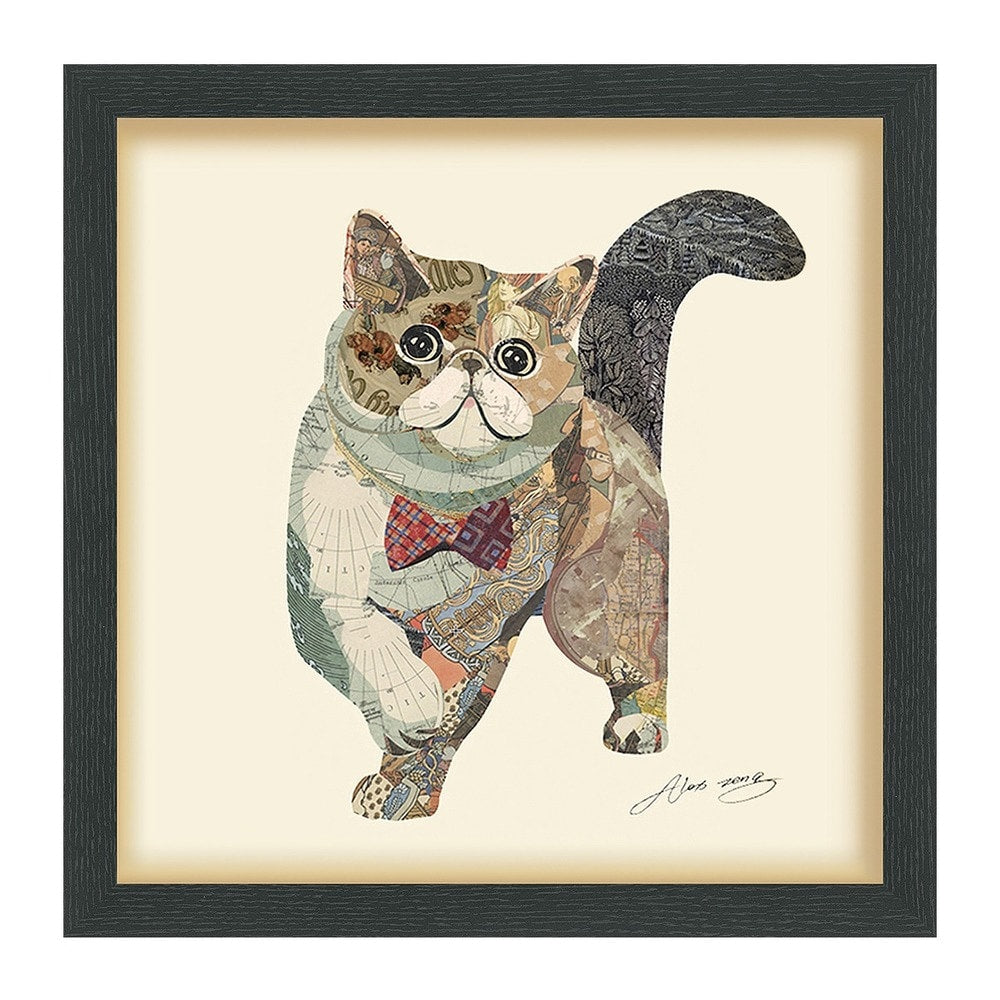 Empire Art Garfield Hand Made Signed Art Collage By Ead Artists Co Op Under Tempered Glass In Black Frame
