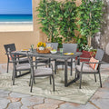 Garner Outdoor 6 Seater Acacia Wood Dining Set With Wicker Chairs By Christopher Knight Home