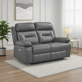 Garrey 62.5 Leather Power Double Reclining Loveseat With Usb Ports