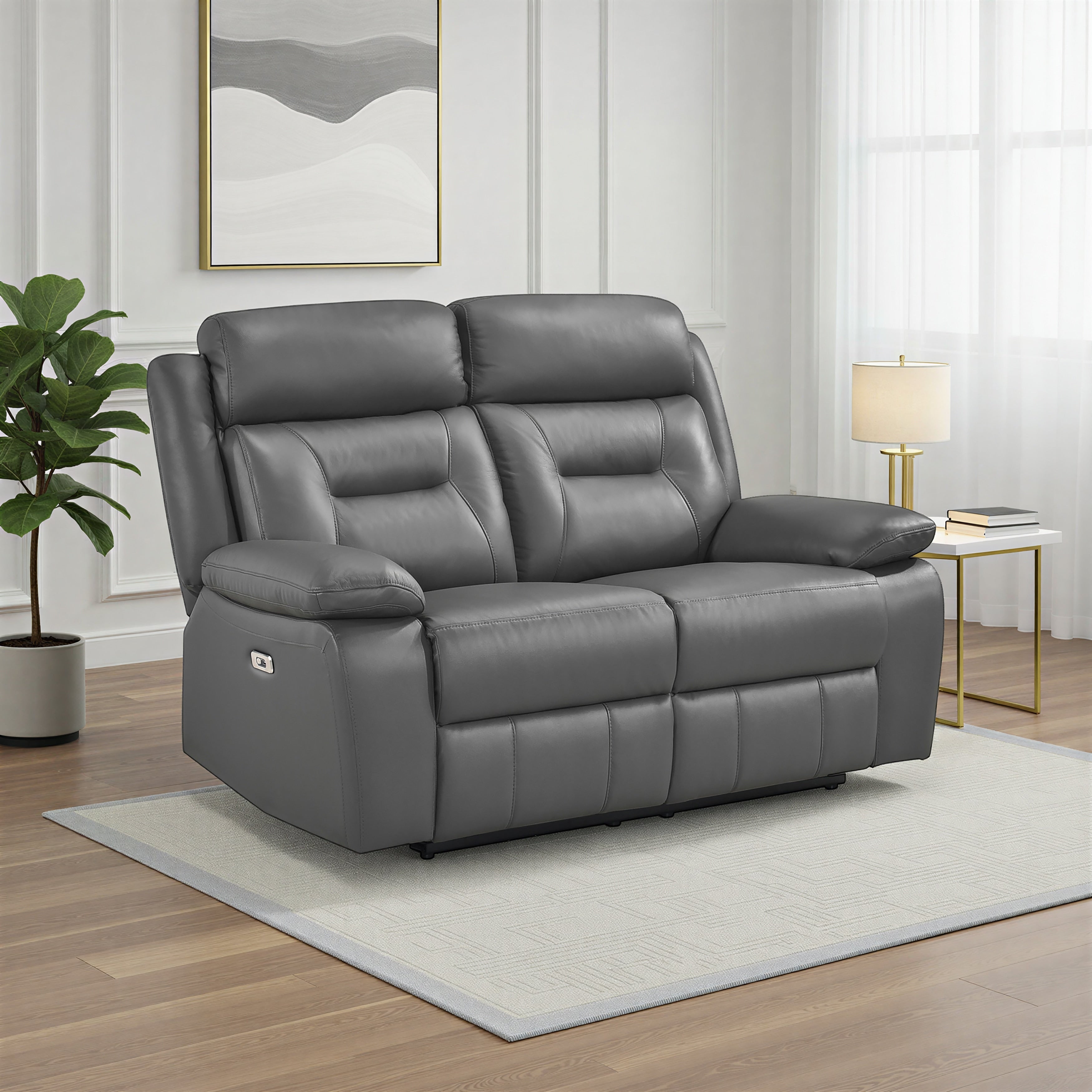 Garrey 62.5 Leather Power Double Reclining Loveseat With Usb Ports