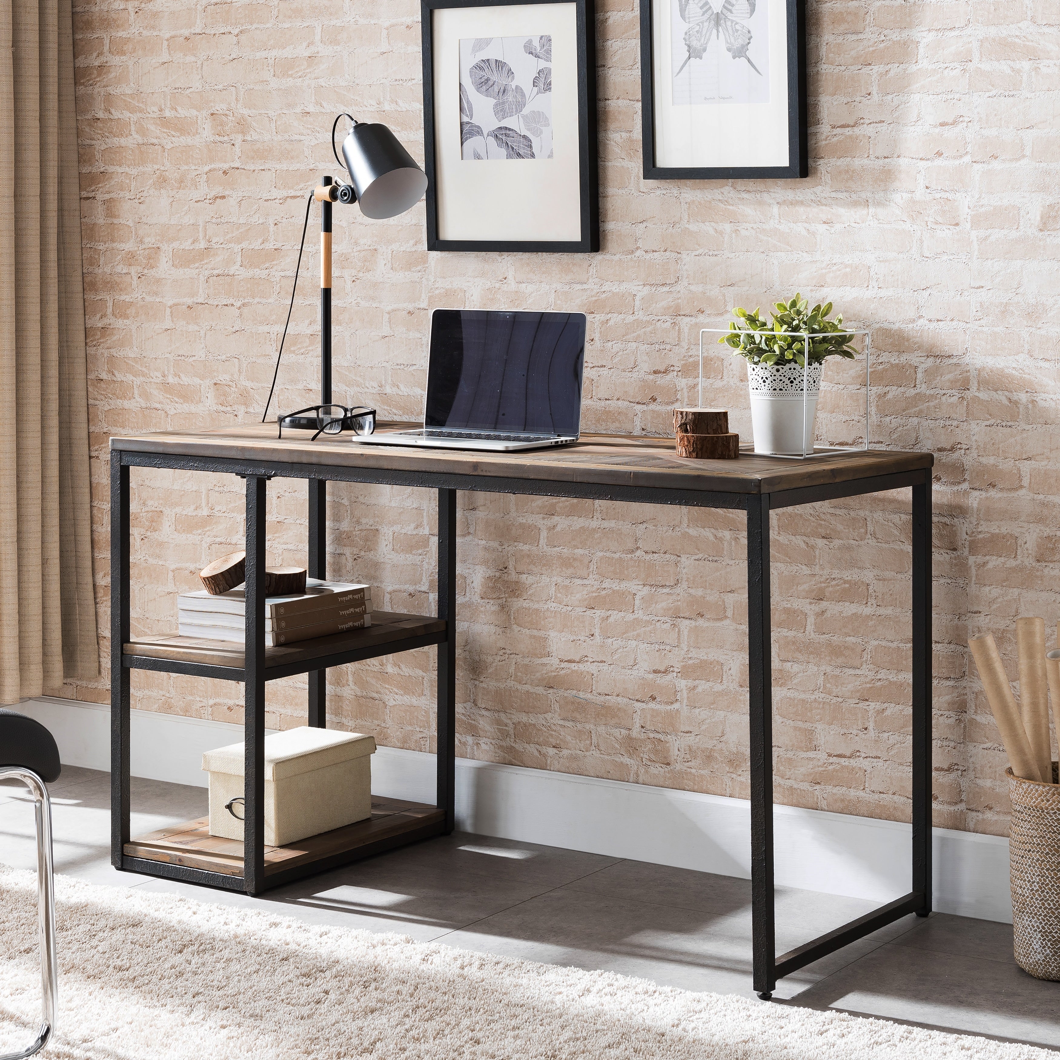 Harper Blvd Garstivon Rustic Black With Distressed Fir Writing Desk