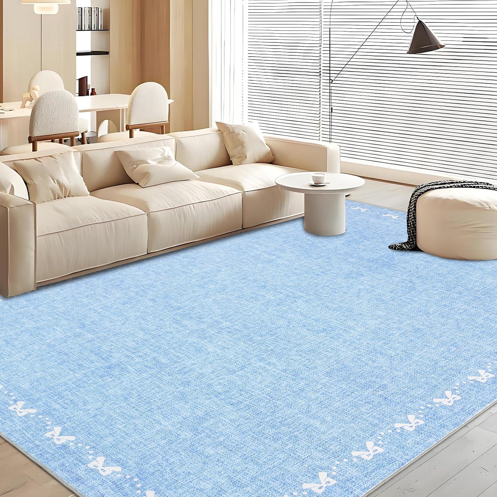 Garvee Bow Pattern Bordered Area Rugs For Living Room