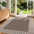 Garvee Easy Jute Area Rugs For Living Room Modern Bordered Geometric Non Slip Low Pile Rug For Patio