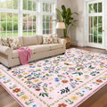 Garvee Floral Butterfly Area Rug Washable Low Pile Non Shedding Indoor Accent Rug