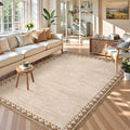Garvee Modern Bordered Area Rug Washable Rugs For Living Room Bedroom Soft Foldable Non Slip Low Pile Rug