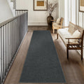 Garvee Modern Solid Area Rugs For Living Room Bedroom Woven Textured Ultra Thin Non Slip Low Pile Rug
