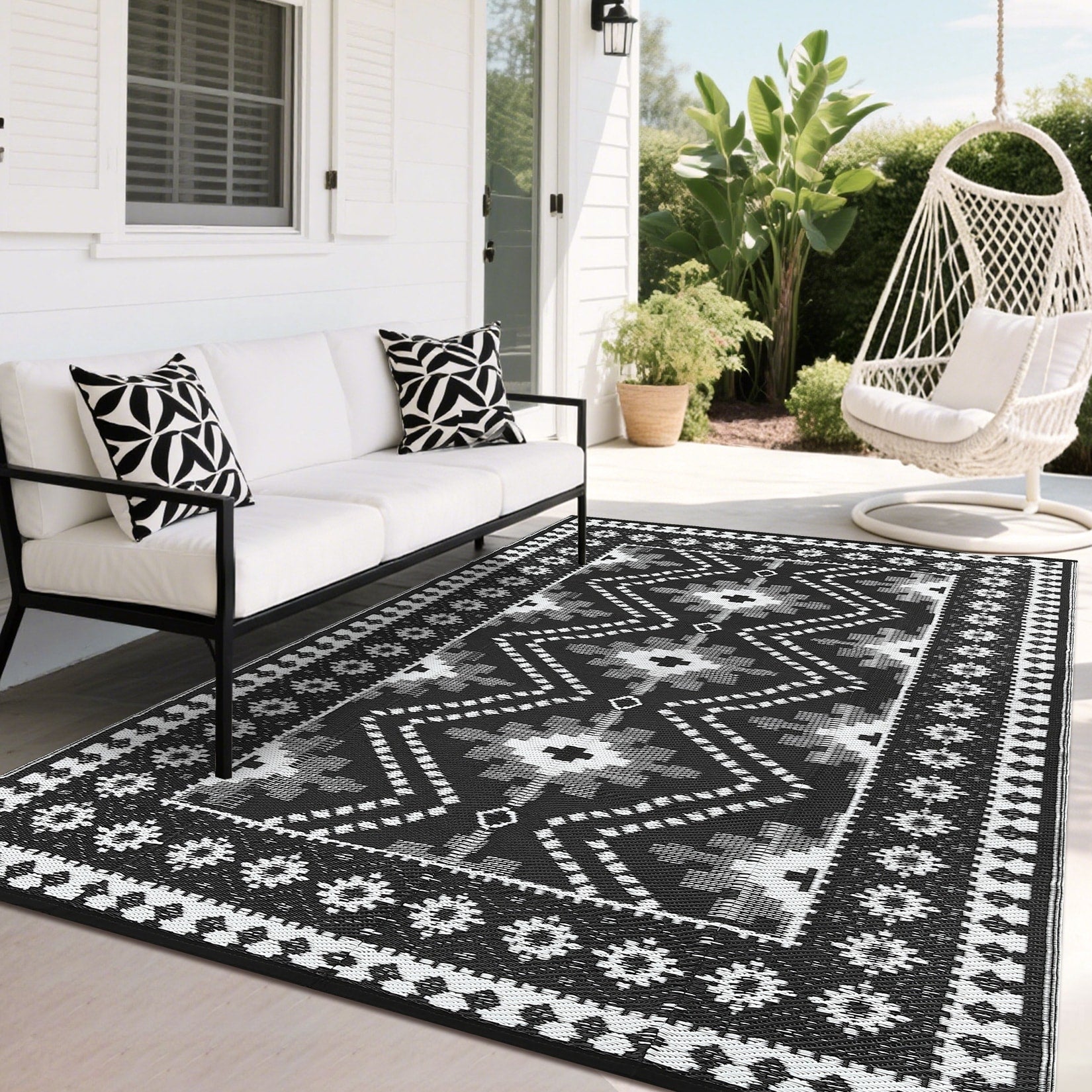 Garvee Outdoor Patio Rug Waterproof Reversible Plastic Straw Rug Mat For Camping Deck Balcony Rv Picnic